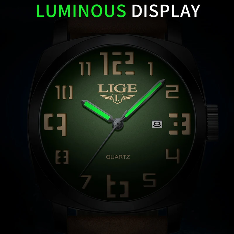 LIGE Waterproof Watches For Men Military Sports Men's Quartz Wristwatch Original Brand Luxury Leather Chronograph Montre Homme