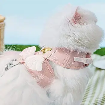 Kitten Harness Pet Cute Angel Wing Strap Leads And Collars Set Pet Training Collar Leashes For Cat Dog Rabbit And Other Small 4