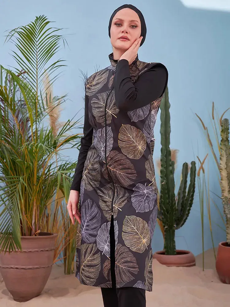 Muslim Swimwear Waterproof Swimwears Modest Burkini Women Long Sleeve Swimsuit Full Cover 3PCS