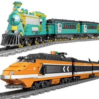 Technical City Power Train High-tech Railway Track Building Blocks Subway Vehicle Assemble Bricks Toys Gifts For Childrens Adult 1