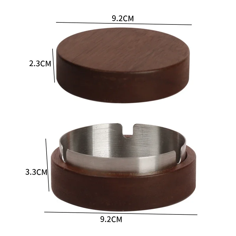 Walnut Wood Ashtrays With Lid Covered Windproof Ashtray With Stainless Steel Liner Indoor Outdoor Ash Tray For Home cigarettes ashtray stainless steel ashtray wood ashtray
