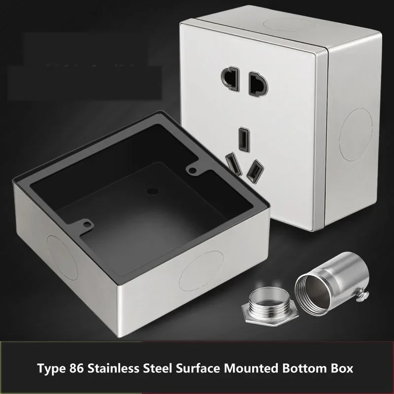 Tipo 86 Scatola Di Giunzione Per Interruttore A Parete Universale A Montaggio Superficiale Scatola Di Metallo Con Pulsante A Pannello In Acciaio Inoss