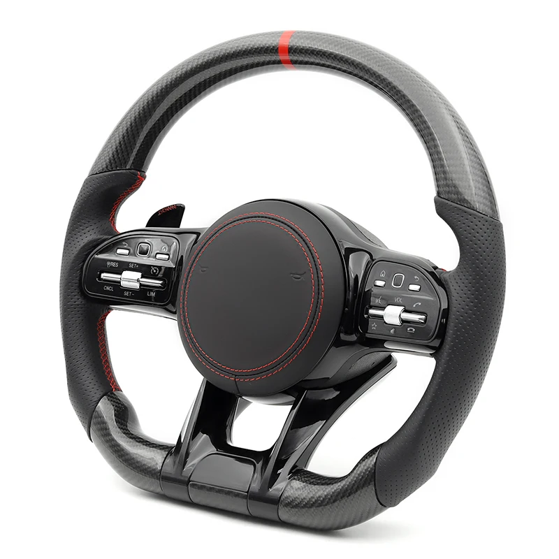 カーボン車のステアリングホイールレッドステッチメルセデスベンツ AMG