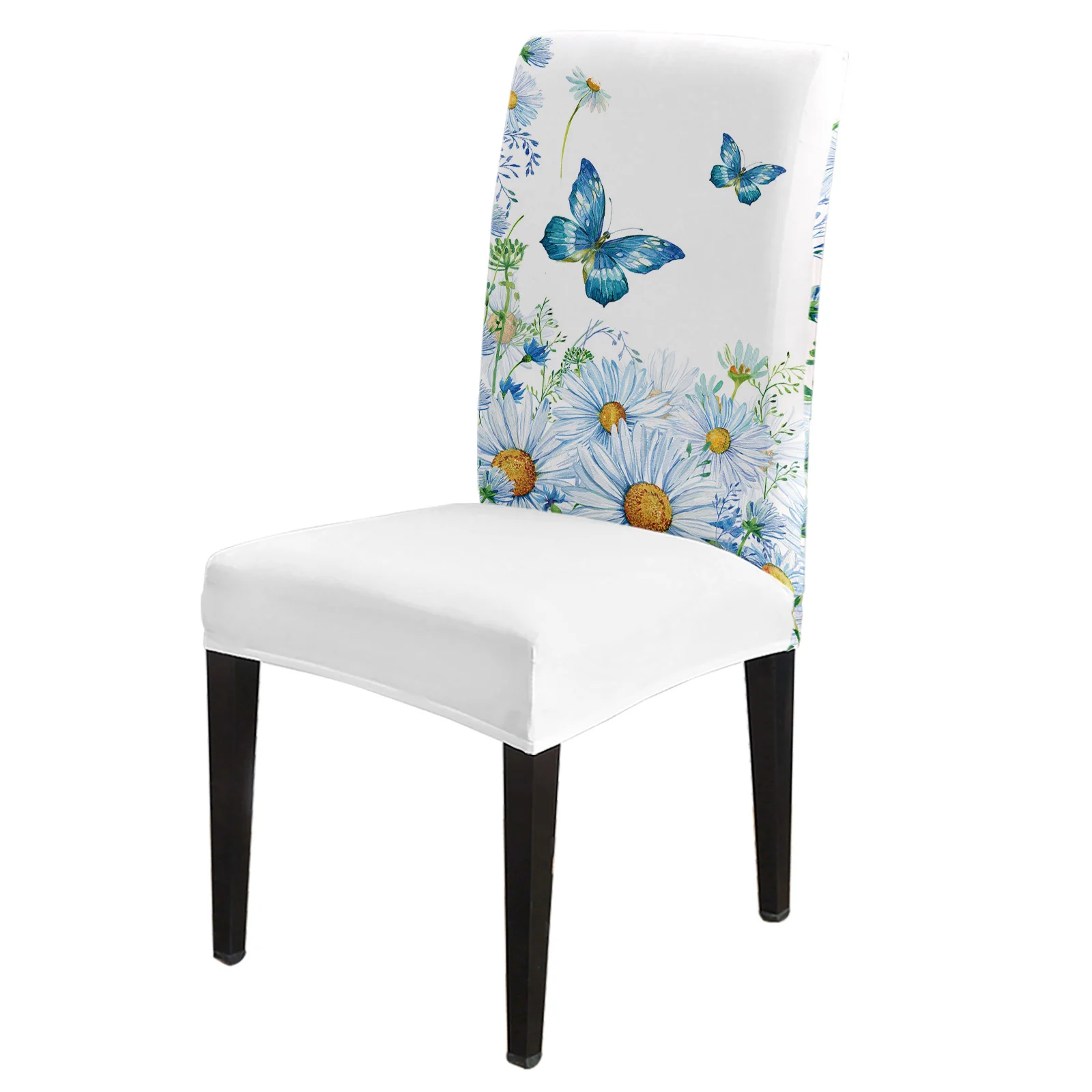 

Watercolor Flowers Daisy Butterfly Dining Chair Cover 4/6/8PCS Spandex Elastic Chair Slipcover Case for Wedding Home Dining Room
