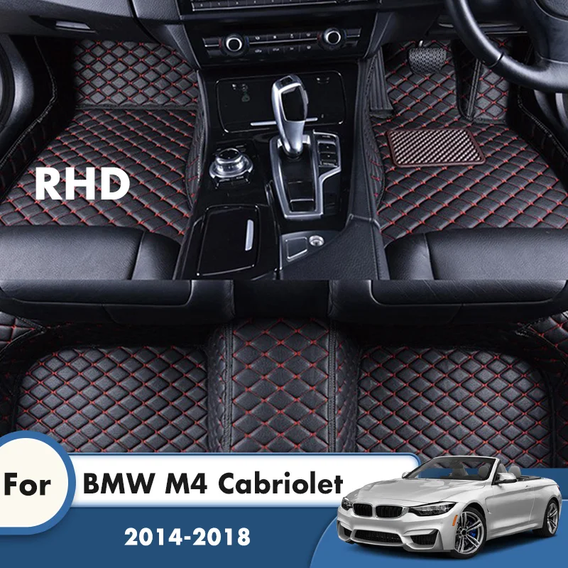 

RHD Car Floor Mats For BMW M4 Cabriolet 2018 2017 2016 2015 2014 Car Interior Accessories Styling Custom Leather Carpets Cover