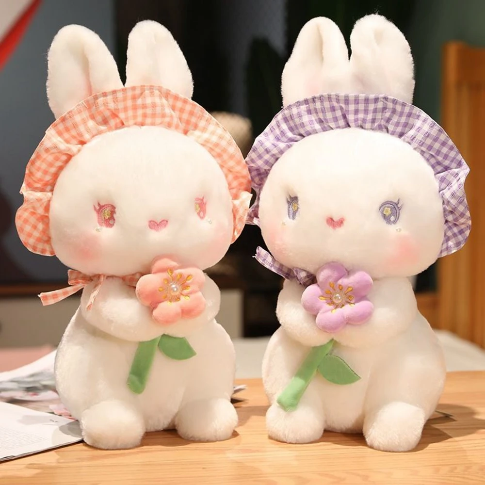 30CM Flowery Rabbit Doll Plush Toy Flower Scarf Accessorie Kawaii Expression Rabbit Doll Festive Gift For Children Birthday gift greenfield гринфилд festive grape 25пак