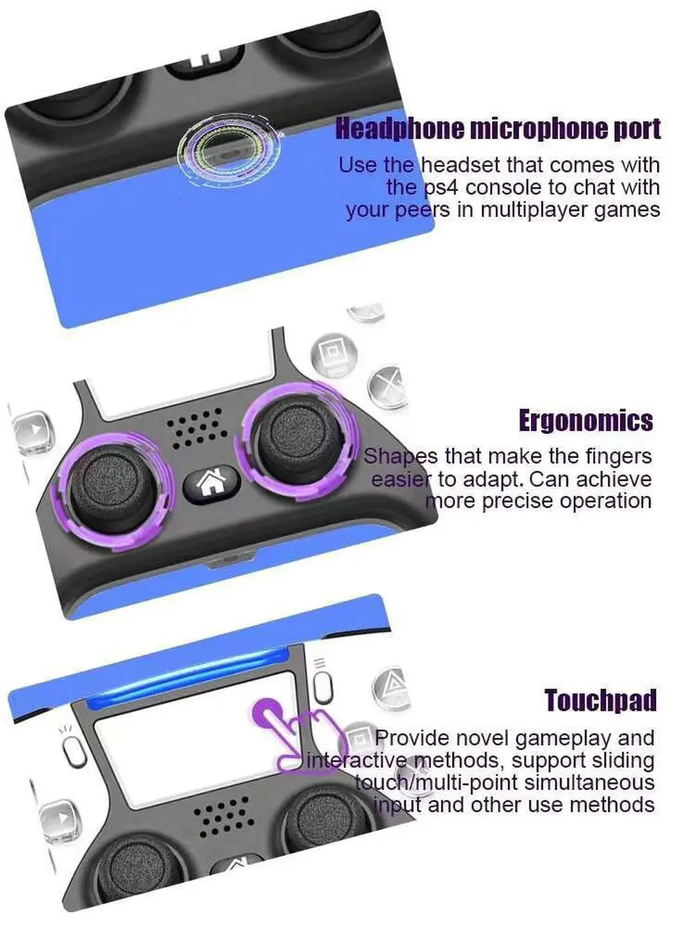 For Playstation 4 Gamepad Wireless Controller 6-axis Double Vibration Bluetooth-Compatible Handle Joysticks for PC/ AndroidPhone