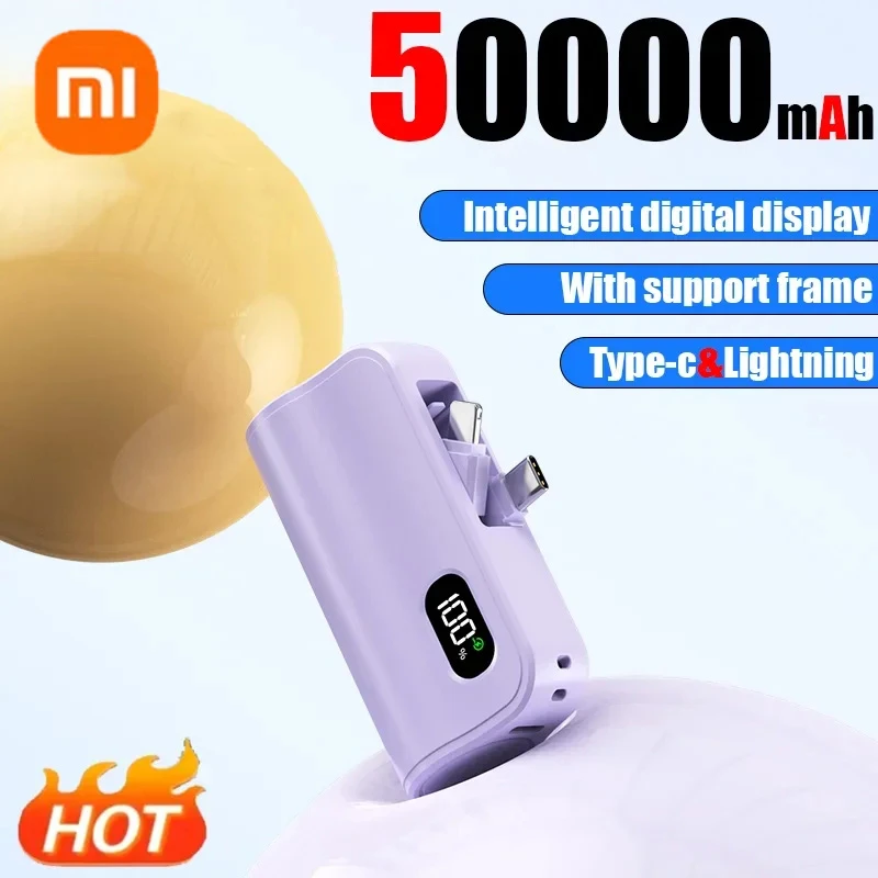 Power Bank Xiaomi Mini 50000mAh 2-in-1 Large Capacity Digital Display Portable Fast Charging for Iphone Samsung