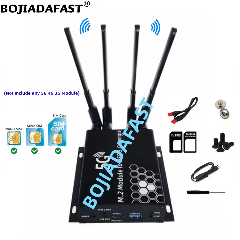 Conector Usb 3.0 Adaptador sem Fio Ngff m2 Slot para Cartão Sim Antenas Proteção Case para 5g 4g Lte Gsm Modem Module