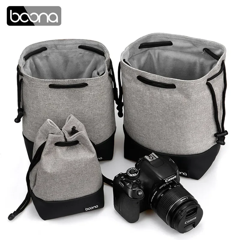 Waterproof Drawstring Camera Lens Bag Protect Pouch Insert Cover - Foto 12