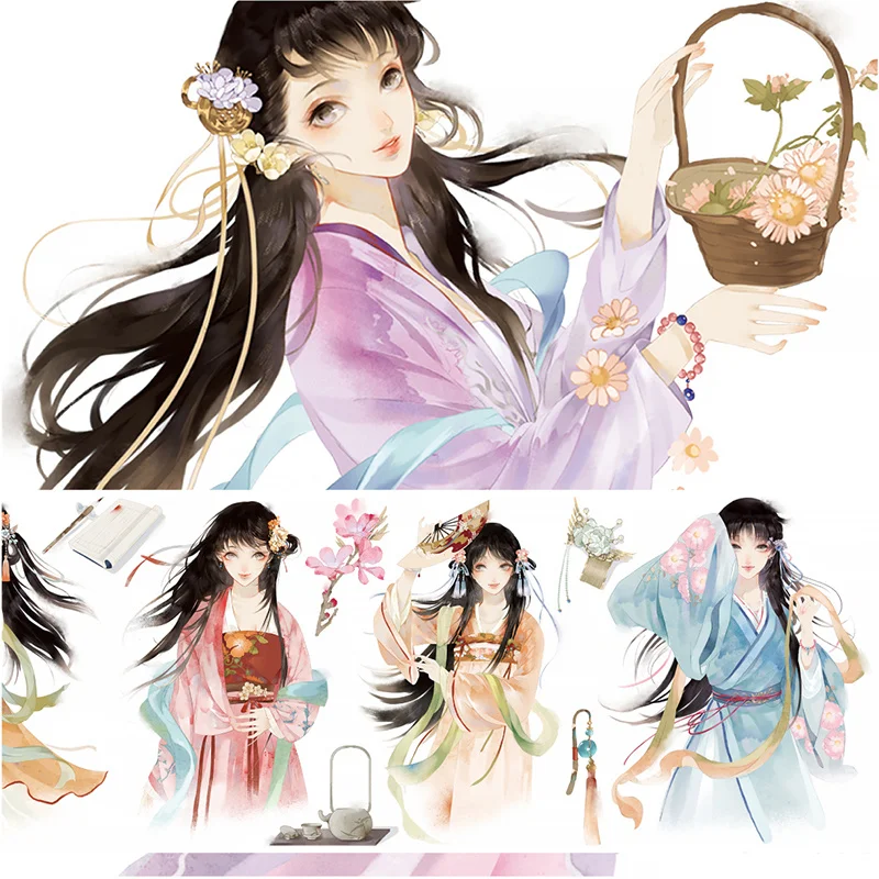 

washi tape roll Antique Girl Character Decoration Paper Sticker Daughter