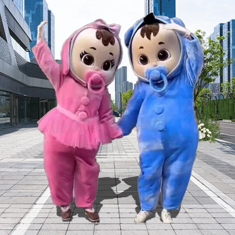 thumbnail image 1 of Mascota de dibujos animados para niños y niñas de color azul y rosa para cosplay, disfraz de mascota elegante para fiestas de Halloween, 1 of 5