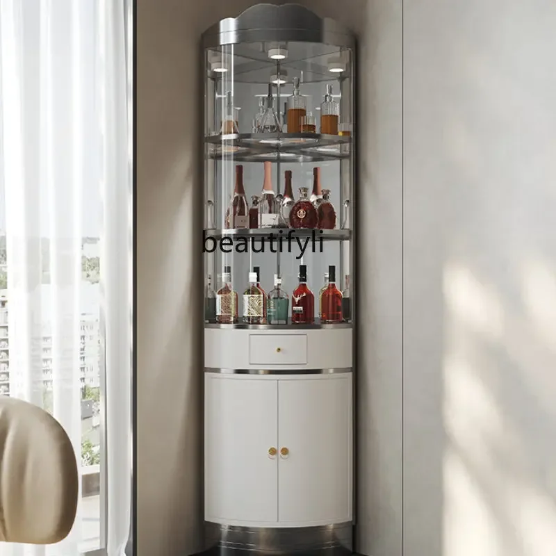 

LBX Corner Glass Wine Cabinet Home Living Room Modern Minimalist Triangle Cabinet Light Luxury Liquor Display Cabinet