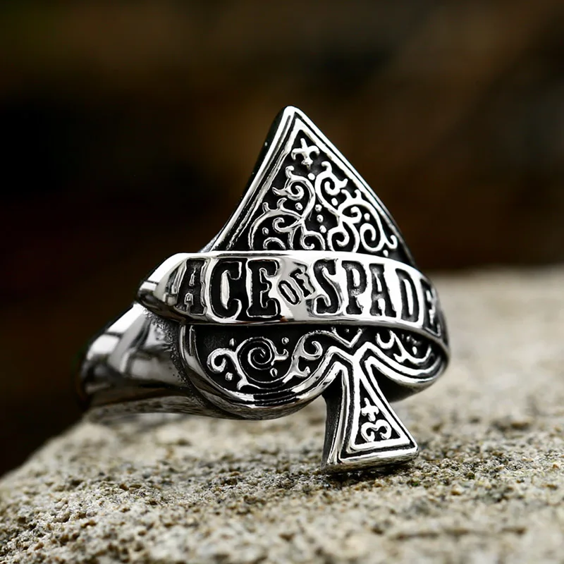 Ace Of Spade Playing Card Ring For Men Punk Hip Hop Jewelry finger ring