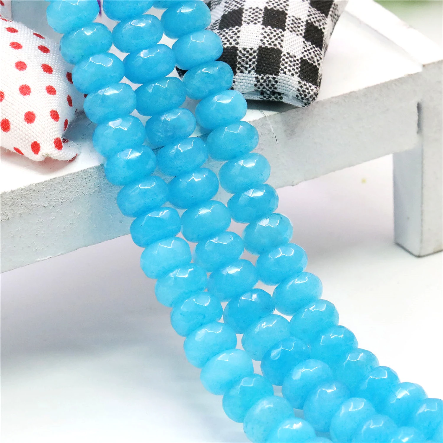 5x8mm Natural SkyBlue Loose Faceted Beads Gems Stone Chalcedony Making Necklace/Bracelet,DIY Handmade Accessory Spacer Beads