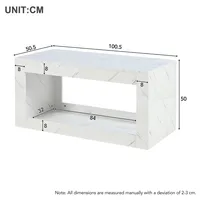 Table basse moderne à LED, table de canapé, table basse brillante avec télécommande, grande table basse avec imprimé marbre (blanc) 3