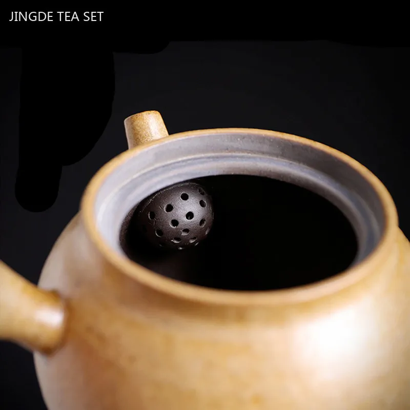 350ml Japanese Coarse Pottery Teapot Home Vintage Large Capacity Side Handle Pot Ceramic Beauty Tea Infuser Traditional Teaware