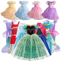 Kids Princess Costume Children Elsa Anna Halloween Dress Girl Jasmine Moana Dinner Dress Rapunzel Mermaid Pageant Disguise 3-10Y 1