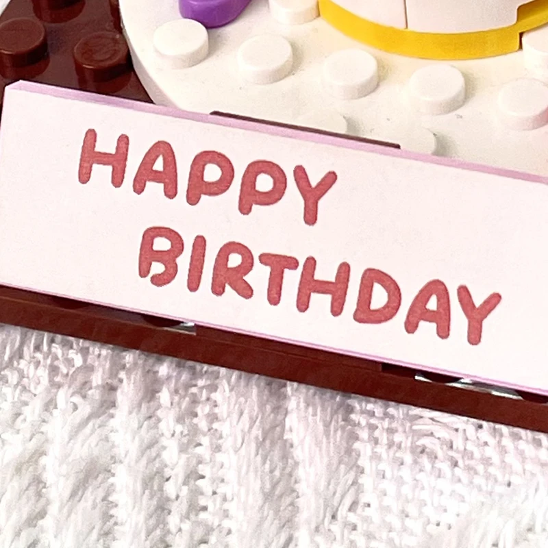모크 크리에이티브 빌딩 블록 생일 케이크 촛불 불기 사진 벽 박스 모델 세트 조립 브릭 장난감 남자친구 커플 선물