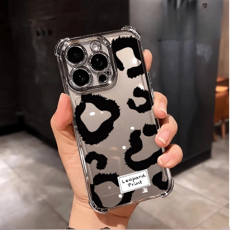 Retro Leopard Print Transparent Phone Case