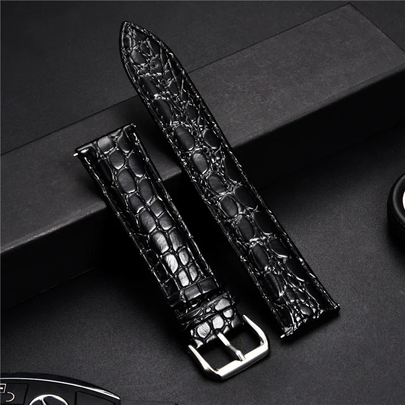 Krokodilmuster-Design, Leder-Uhrenarmband, 18 mm, 20 mm, 22 mm, 24 mm, weiche Uhrenarmbänder, lässiges Business-Armbanduhrarmband