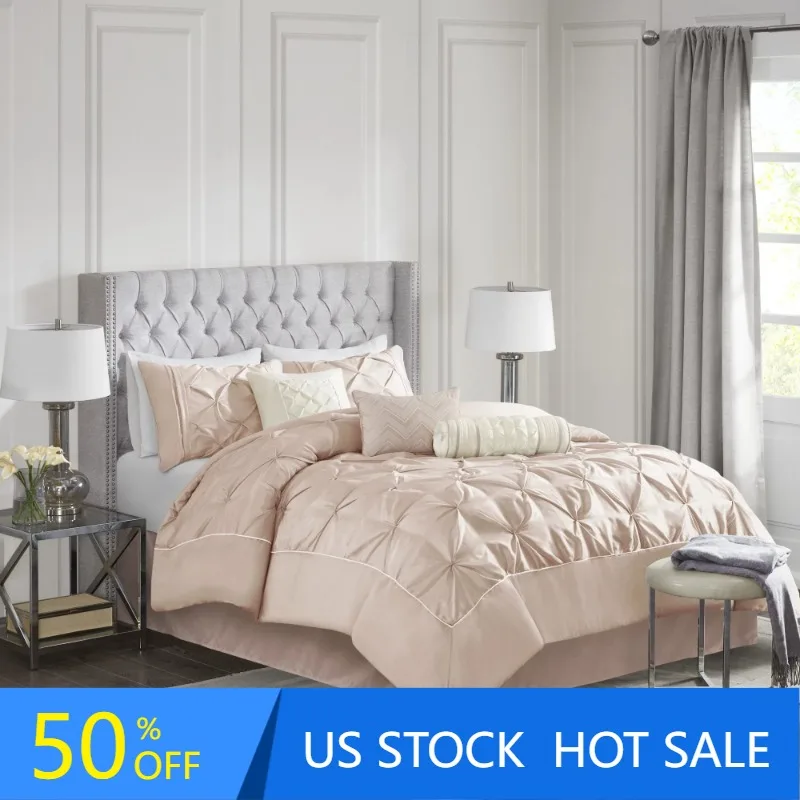 

Piedmont 7 Piece Tufted Comforter Set, King, Blush