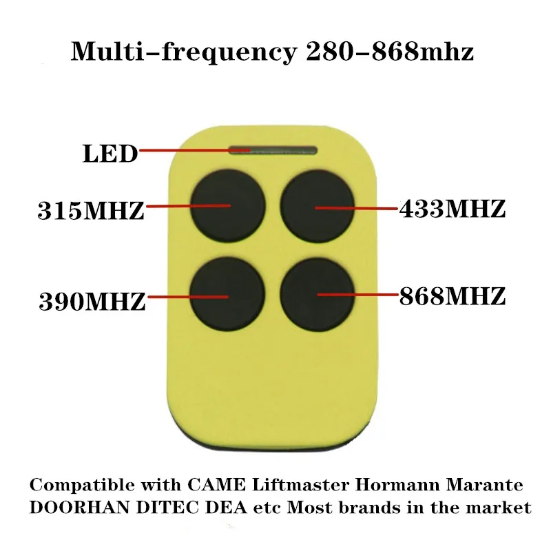 Telecomando per cancello da Garage 4 in 1 multifrequenza 280 - 868MHz barriera portachiavi 433mhz comando fisso Rolling Code Controller 433