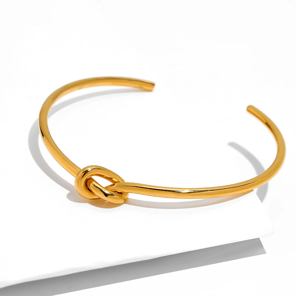 Stainless Steel Bracelets Elegant Trendy Round Circular Open Knot Cuff Bangle For Women Jewelry Goth Temperament Everyday Wear bangle bracelet,stainless steel bracelet