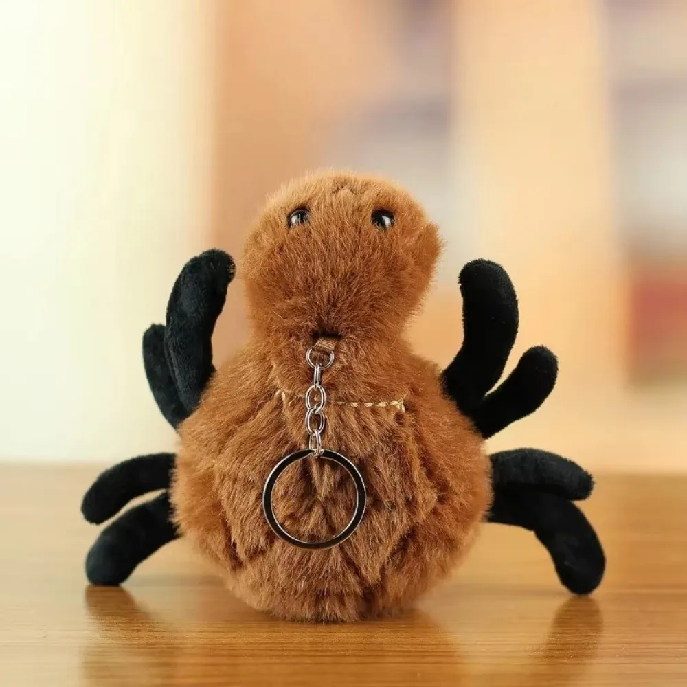 Cute Plush Simulation Insect Pendant Cartoon PP Cotton Keychain Pendant Spider Bee Stuffed Doll Toy Bag Decor Gift