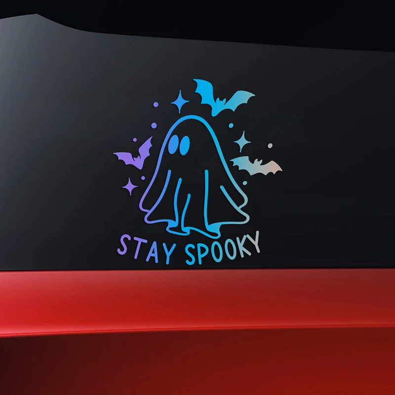 

Halloween Car Decor Stickers STAY SPOOKY Ghosts and Bats Vinyl Self Adhesive Reflective Sticker For Car Body Window