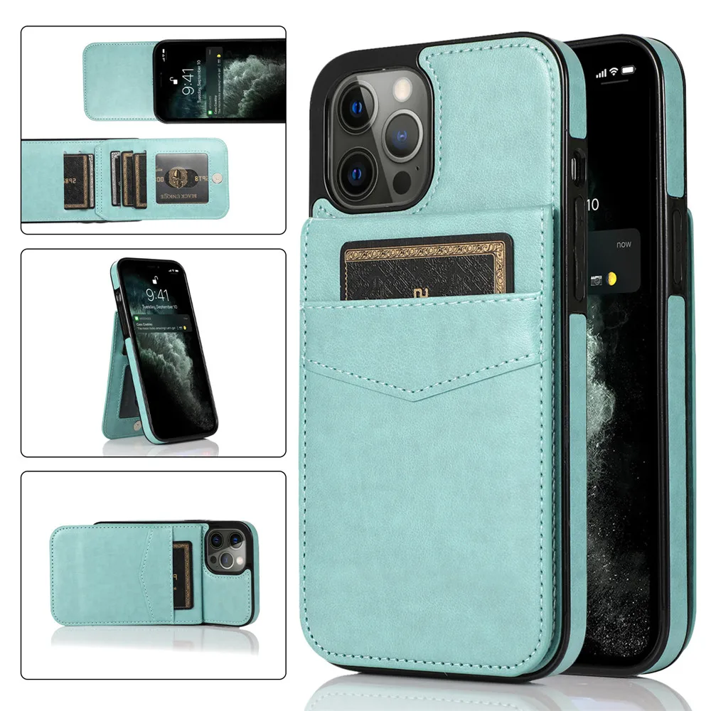 Elegant Leather Stand Wallet Case - Premium Shockproof Fashion Cover