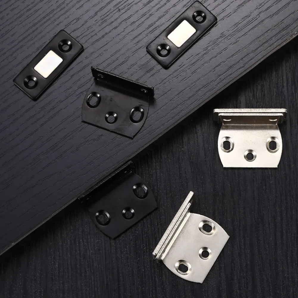 

Hight Quality Brand New Accessories Cabinet Catches Latch Drawers Silver/Black Furniture Hardware Drilling-free