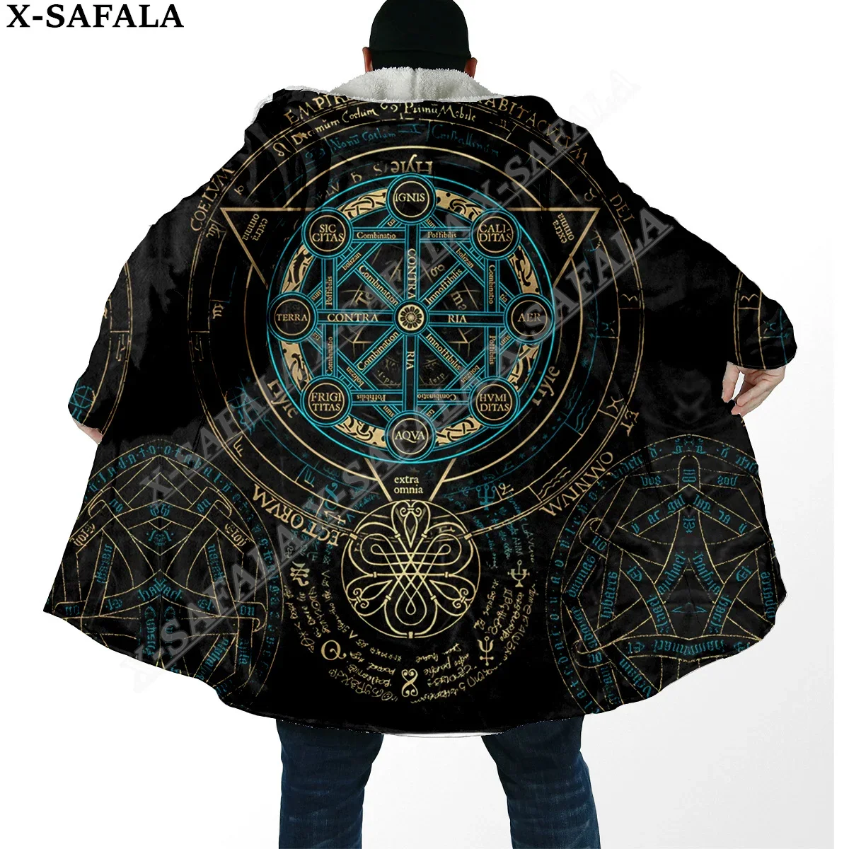 Thick Warm Hooded Cloak for Men Tattoo Symbol Viking Armor Overcoat Coat 3D Print Windproof Fleece Cape Robe Hooded Blanket-9
