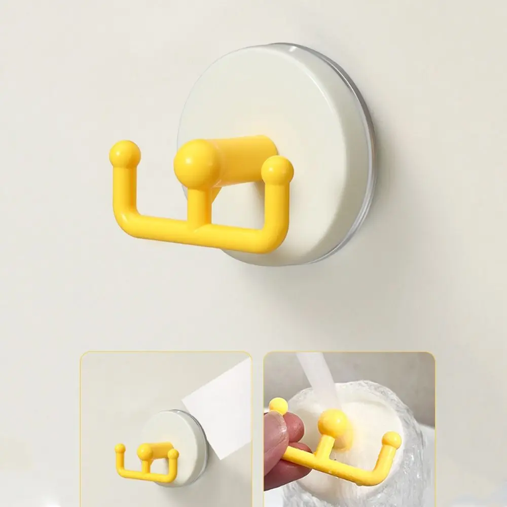 5pcs Vacuum Pressing Suction Cup Hook High Load Capacity Double-hook Kitchen Hook Plastic No Drill Bathroom Organiser Dorm Room