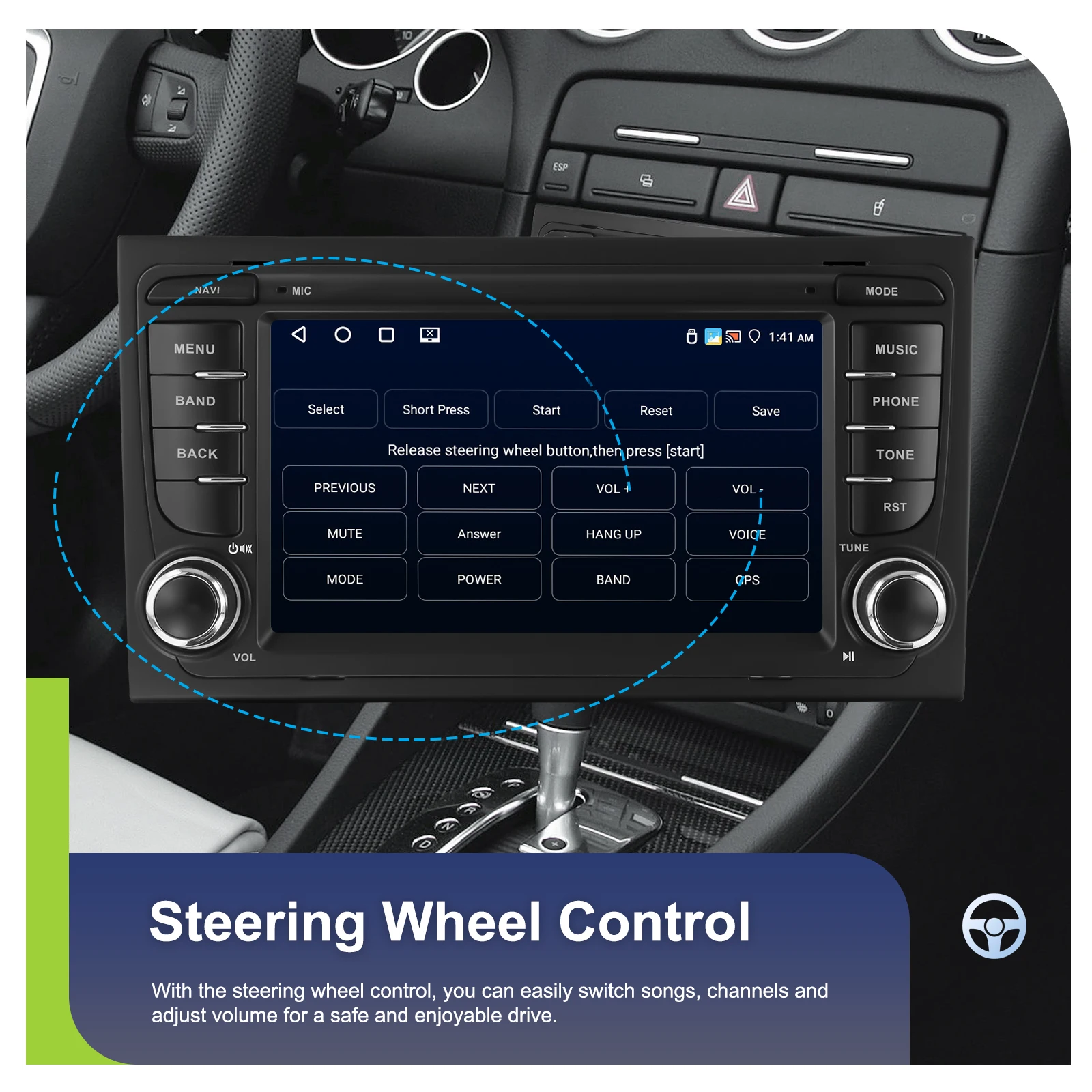 Reproductor de radio para coche Podofo de 7'' con Carplay inalámbrico para Audi A4 2002-2007 S4 RS4 B6 B8 B7, Android Auto, Wifi, GPS, FM, RDS, reproductor multimedia para coche 7