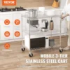 3-Tier Utility Cart Rolling Cart on Wheels 30"x18"x32.4" 661 lbs 6 Hooks 2