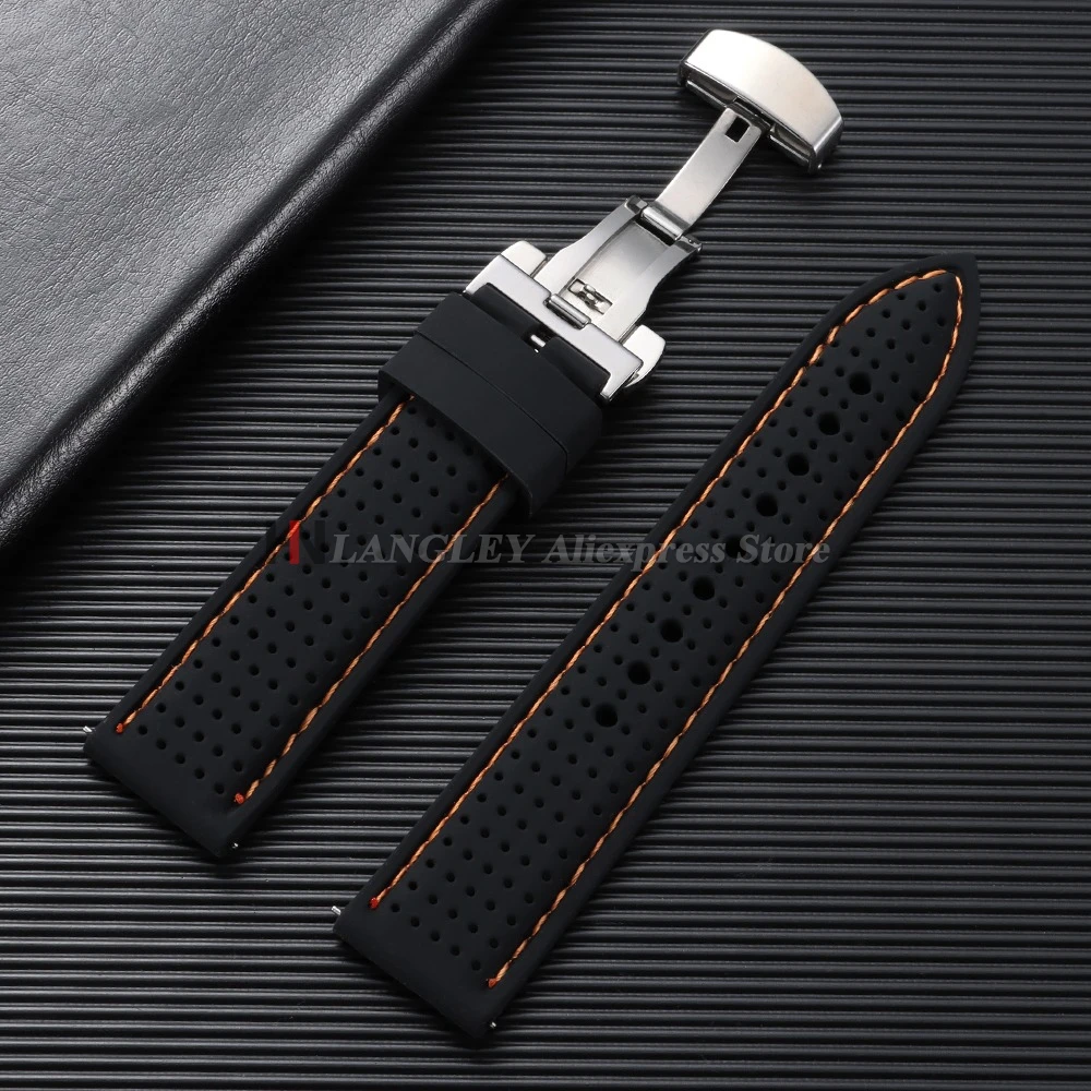 Premium Silicone Waterproof Watch Strap - Soft, Breathable Replacement Band