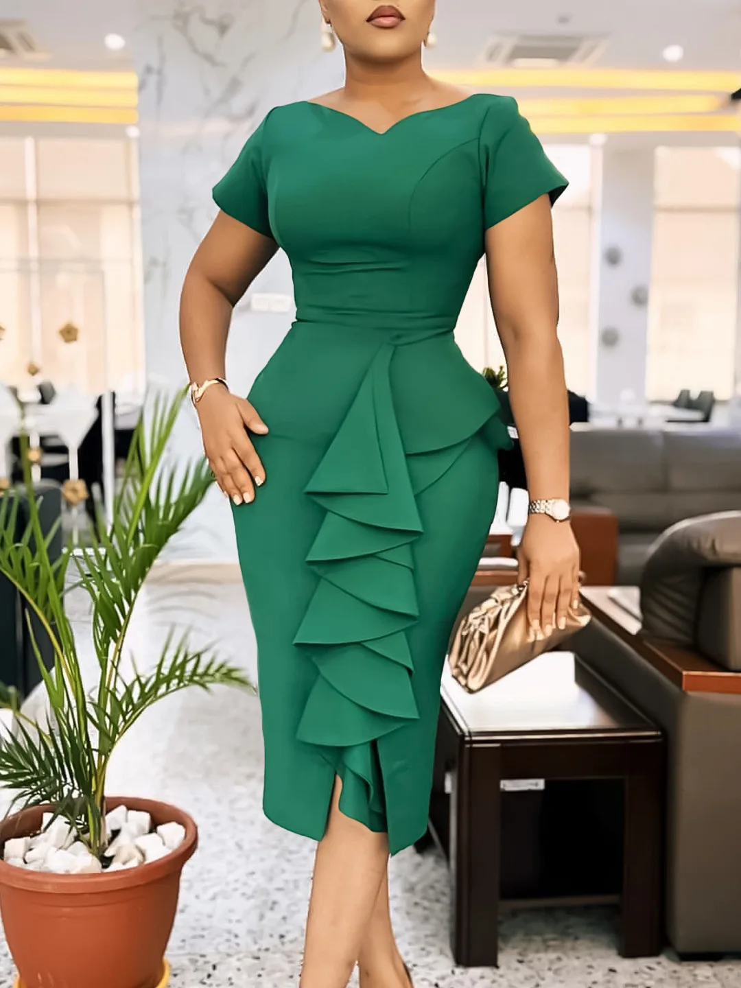 Robe a volants rose » Grande Taille | Ulla Popken