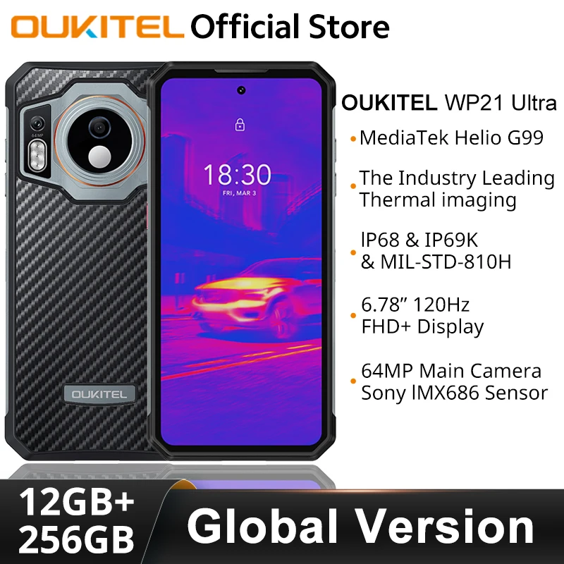 Oukitel-WP21超頑丈なスマートフォン,9800mAh, 6.78インチFHD