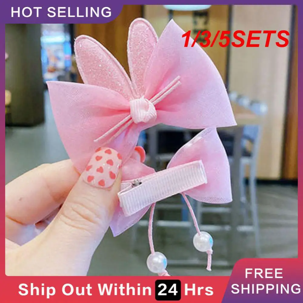 

1/3/5SETS Bow Hairpin Children Side Clip Flower Haircard Hairpin Pearl Hair Accessories Cloth Various Styles