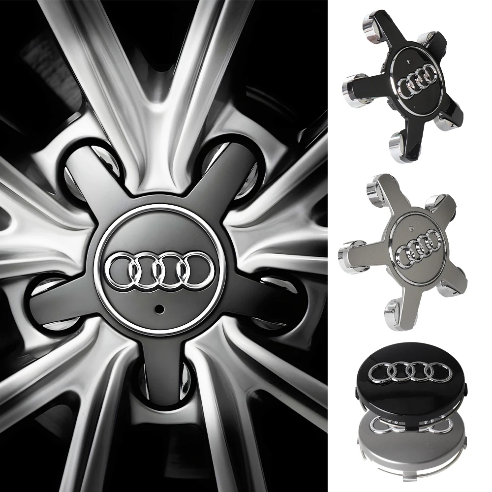 Premium Car Wheel Center Cap Hub Covers - Set of 4, 61/133mm, Reflective Badge Design