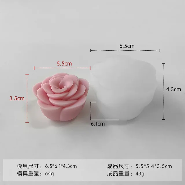 Moules à Bougie En Silicone 3D En Forme De Fleur (Rose & Pivoine) - Pour Bougies, Savon, Chocolat DIY