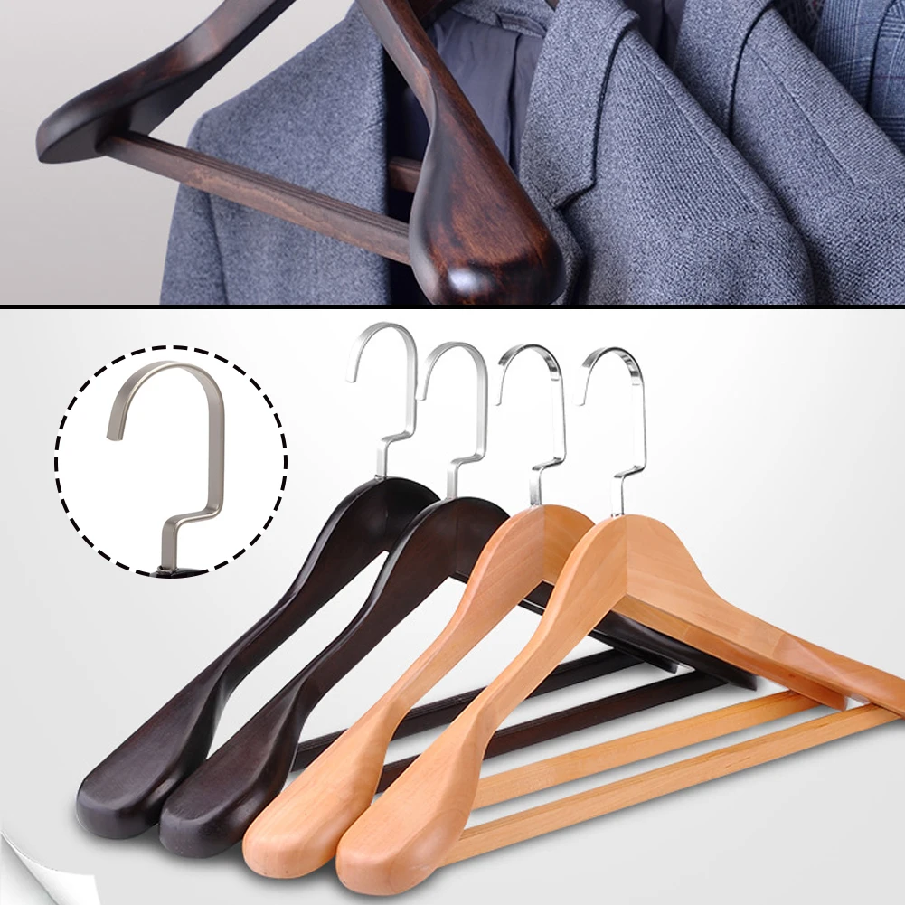 4pcs Solid Wood Haners Wide Shoulders Coat Haners Wooden Non Slip Suit Pants Clothes For Closet Warrobes Ogazer clothes hanger storage hanger