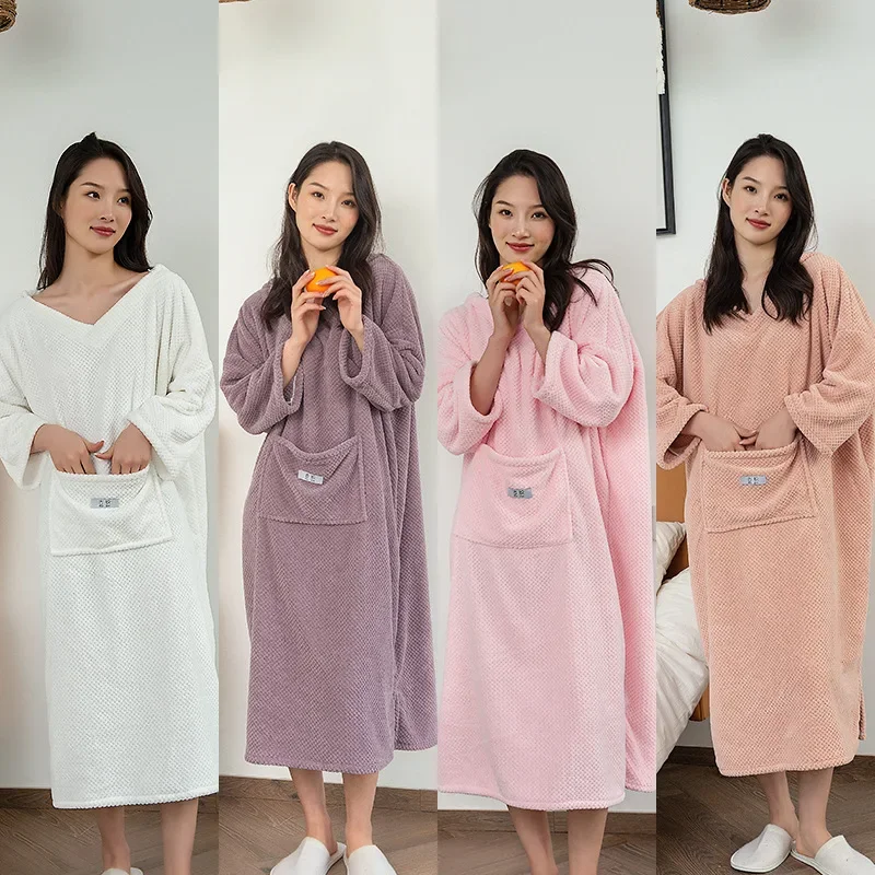 

Wearable Bath Towels Coral Fleece Women's Bath Skirt Absorbent Sling Bath Skirt Shower Bathroom Quick Dry Towel 110x140cm