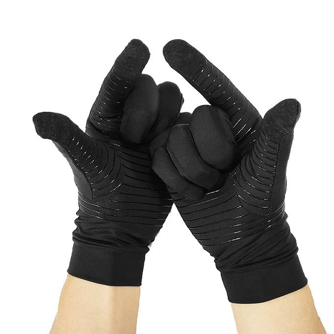 1/2 Pairs Black Women Men Copper Fiber Spandex Touch Screen Gloves for Running Sports Winter Warm Football Hiking Driving Glove 4