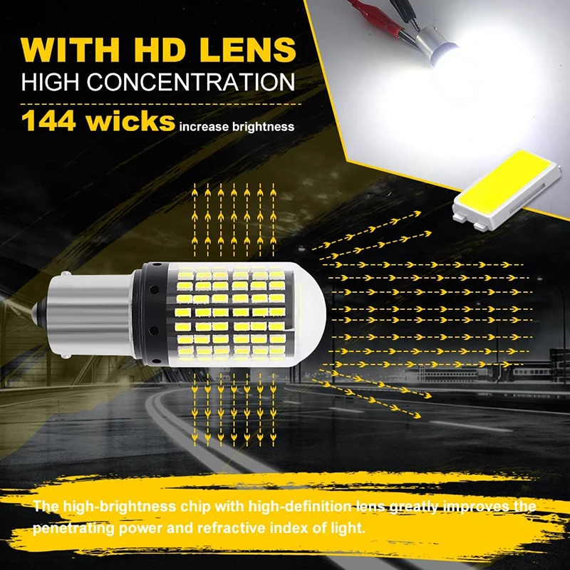 LED Car Light 2/4 PCS 1156 BA15S BAU15D 7443 W21W CANBUS 15W 12V 6500K White Super Bright Car Tail Brake Parking Turn Signal