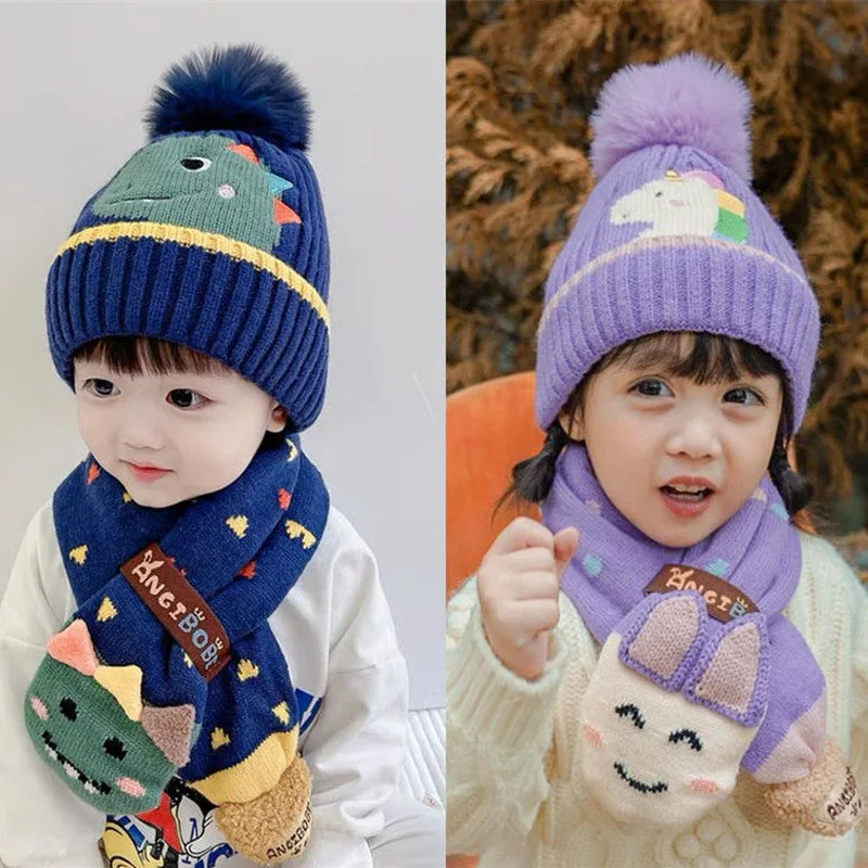 Bonnet avec dessins d'animaux pour bébé garçon et fille, bonnet coupe-vent,  bonnet de protection du cou, 2 à 6 ans, hiver 2022 - AliExpress