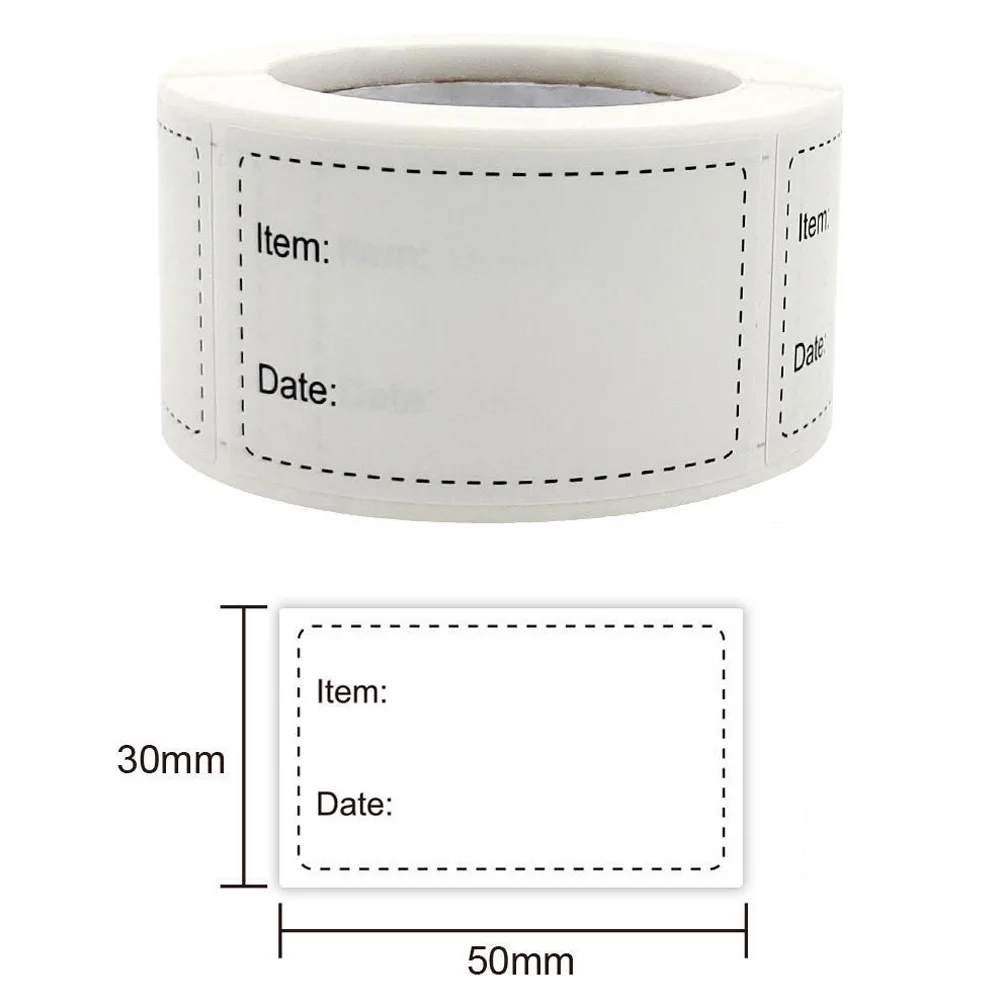 100 WHITE 25mm x 50mm FREEZER ADHESIVE WRITE ON FOOD LABELS STICKERS