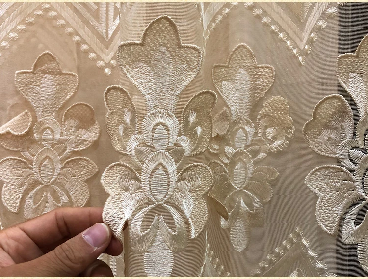 New European-style Three-dimensional Embossed Gold Embroidered Gauze Curtains for Living Room Bedroom Finished Valance