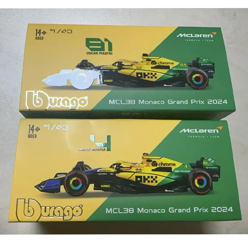 In Stock New Bburago 1:43 Mclaren Mcl38 Monaco Gp Alloy Miniature Mcl38 Miami Gp Diecast Model #4 #81 Lando Norris Toys Kid Gift 6